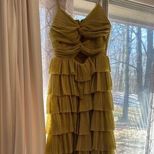 Elegant Olive Green Tiered Dress